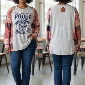 Upcycled Rodeo Graphic Long Sleeve flannel